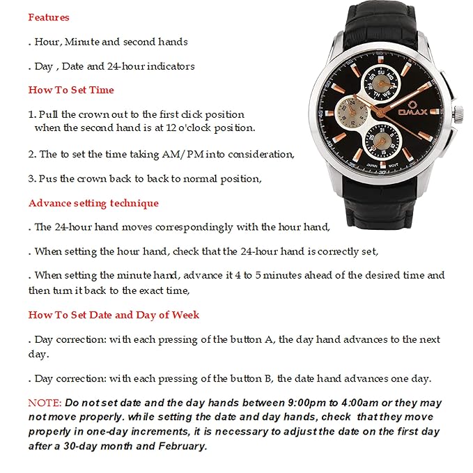 OMAX Analog Multifunction Black Dial Men’s Watch - MG20P22I