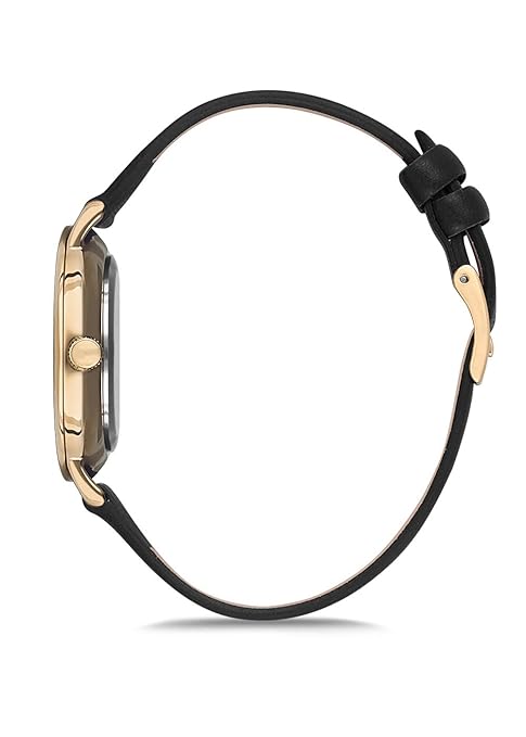 Omax Analog Gold Dial Black Leather Strap Women Watch - PM001G12I