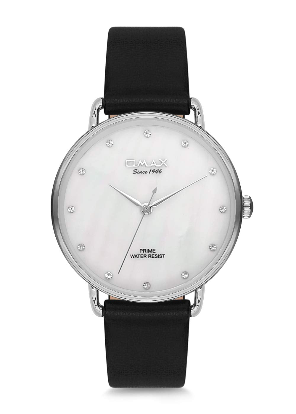 Omax Analog Silver Round Dial Black Leather Strap Women Watch - PM001P62I