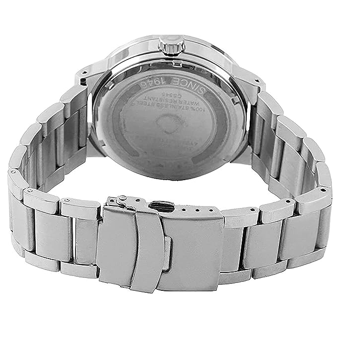 Omax Analog White Dial Silver Stainless Steel Strap Watch for Men SS114