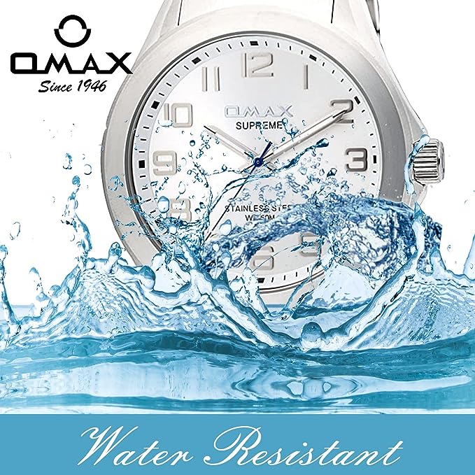 Omax Analog White Dial Silver Stainless Steel Strap Watch for Men SS114