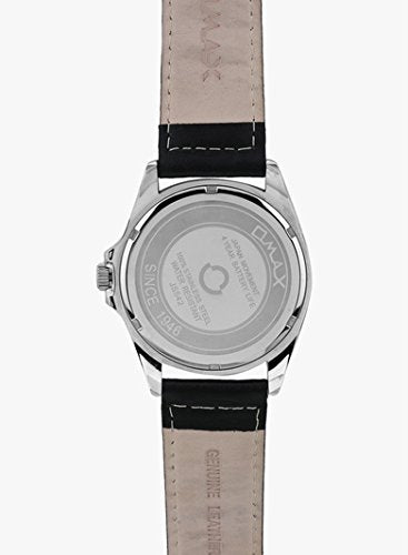 Omax Red Dial Silver Case with Black Genuine Leather Watch for Men SS143