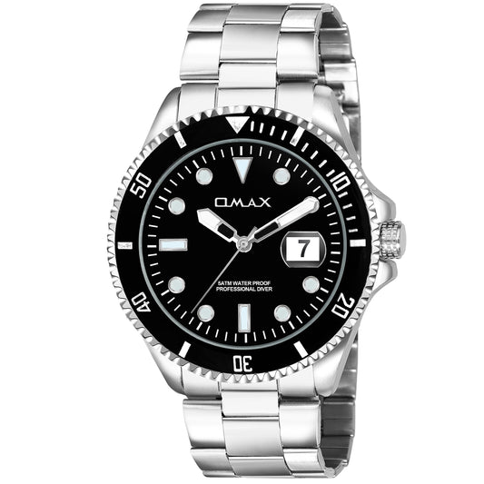 Omax Black Stainless Steel Watch for Men SS200