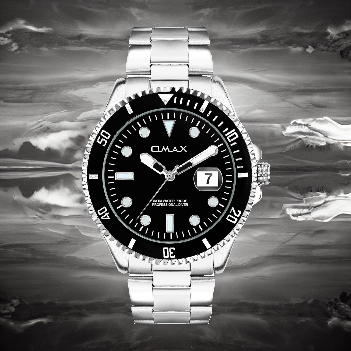 Omax Black Stainless Steel Watch for Men SS200