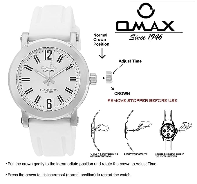 Omax White Dial White Silicone Medium Size Watch for Men SS212