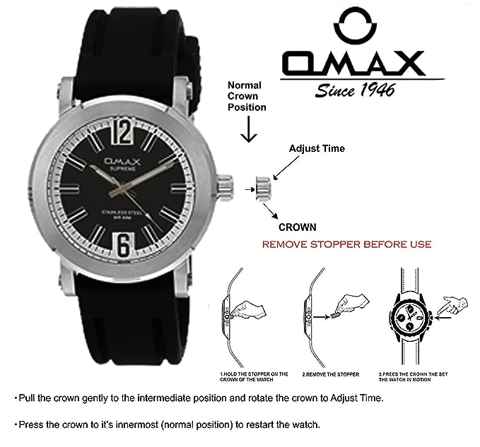 Omax Black Dial Black Silicone Sporty Unisex Watch – SS213