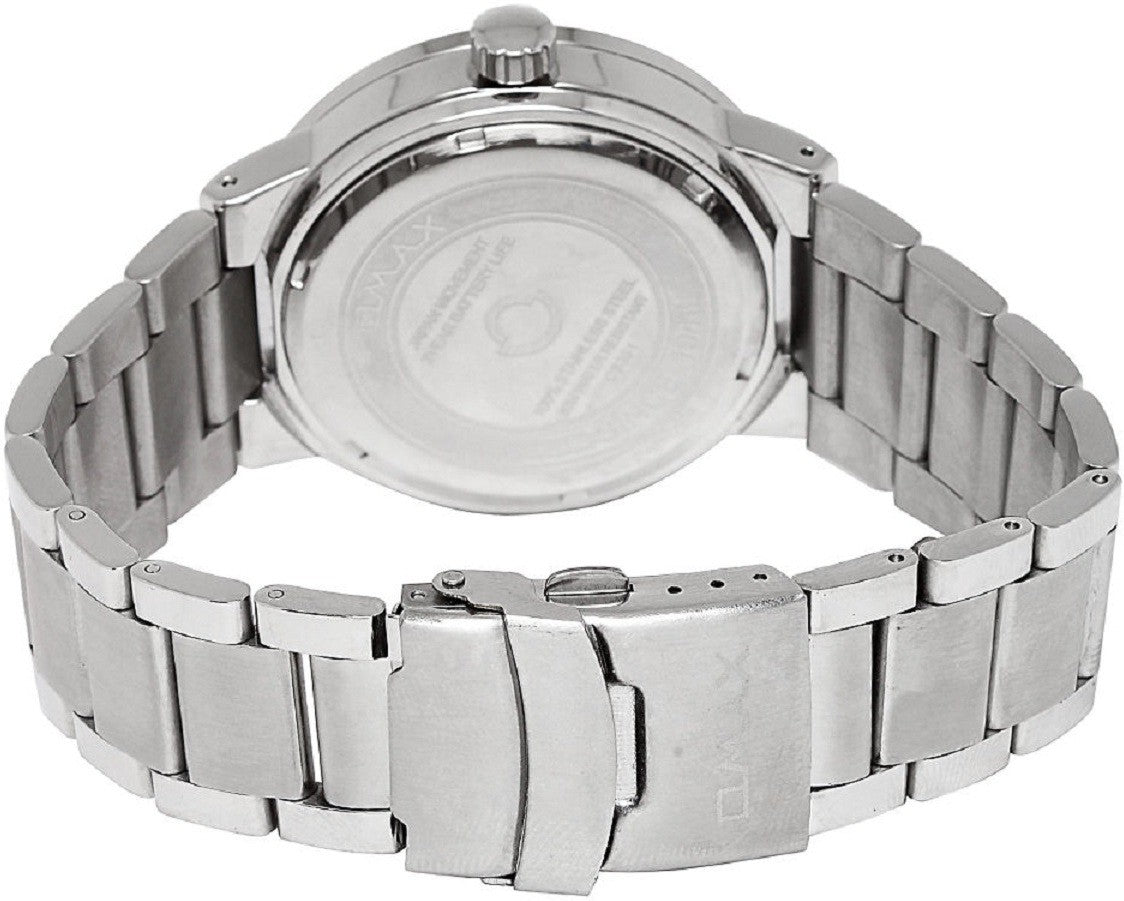 Omax Analog White Dial Silver Stainless Steel Strap Watch for Men SS307