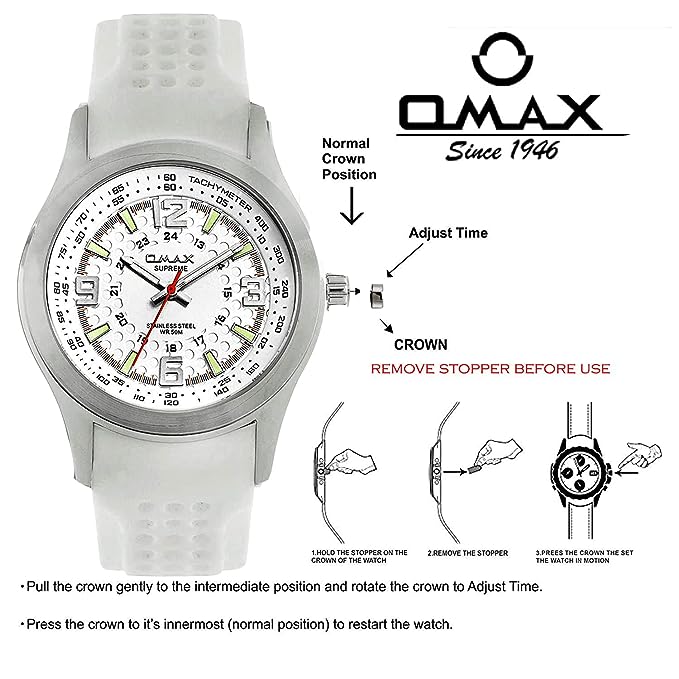 Omax White Dial Watch with Long Lasting White Silicone Strap Smart, Sporty and Trendy for Men and Boys SS368