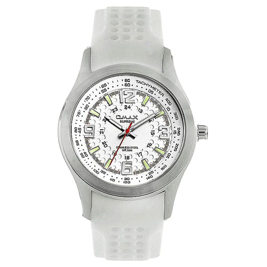 Omax White Dial Watch with Long Lasting White Silicone Strap Smart, Sporty and Trendy for Men and Boys SS368
