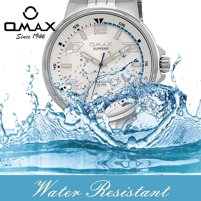 Omax Classic Elegance White Dial Silver Steel Watch for Men SS444