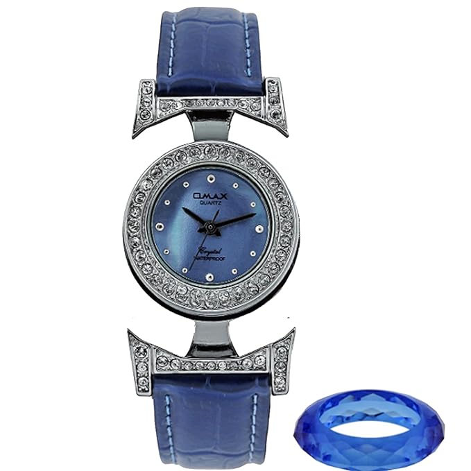 Omax Analog Blue Dial Designer Watch for Girls- TS157