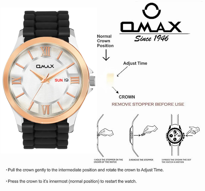 Omax analog White Dial, Rose Gold Case with Black Log lasting Silicone Strap watch for Men BGS6515
