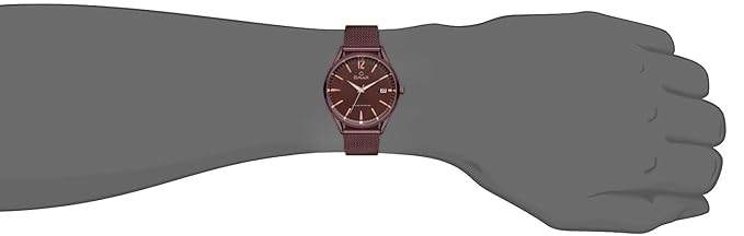 Omax Brown Dial Day Display with Brown Stainless Steel Brecet Style Mesh Chain Watch for Men-VC06F55I