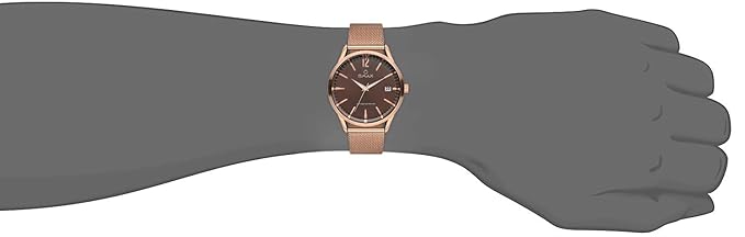 Omax Brown Dial Day Display with Brown Stainless Steel Brecet Style Mesh Chain Watch for Men-VC06R58I