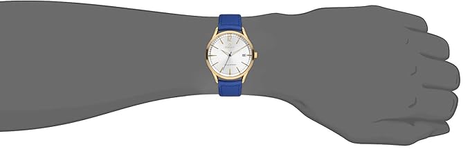 Omax White Dial Golden Case With Contrast Royal Blue Genuine Leather Strap Watch for Men-VC08G64I
