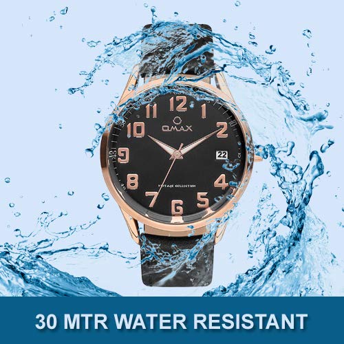 Omax Rose Gold Numerical Index with Genuime Leather Band Watch for Men- VC09R22A