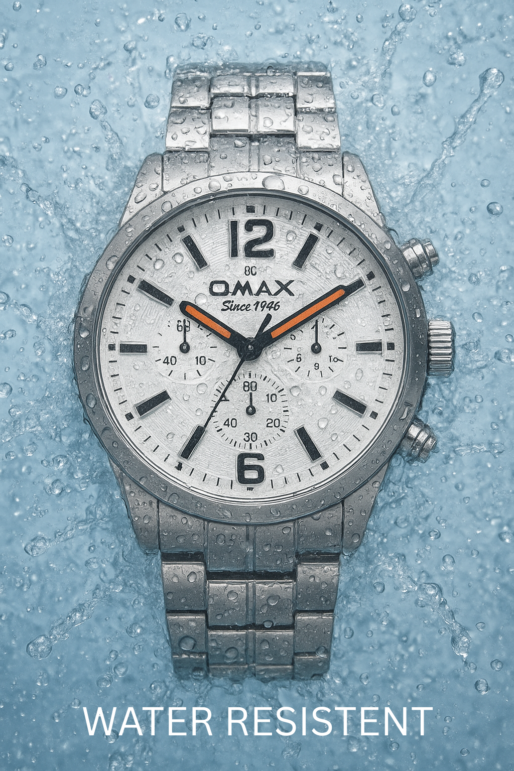 Omax Chronograph, Multifunction Display Stainless Steel Chain Watch for Men-GX35P36I
