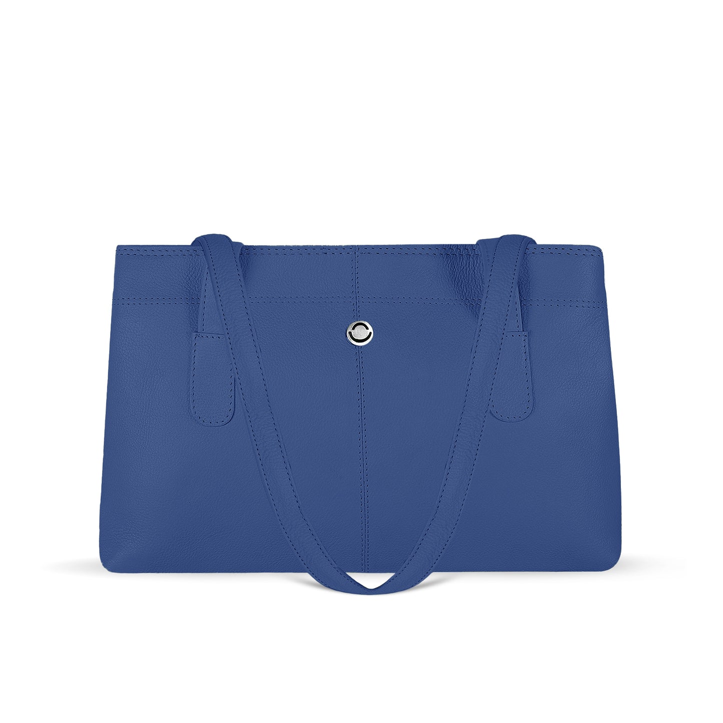 Omax Blue Genuine Leather Double Compartment Shoulder Handbag for Women LTHRL6