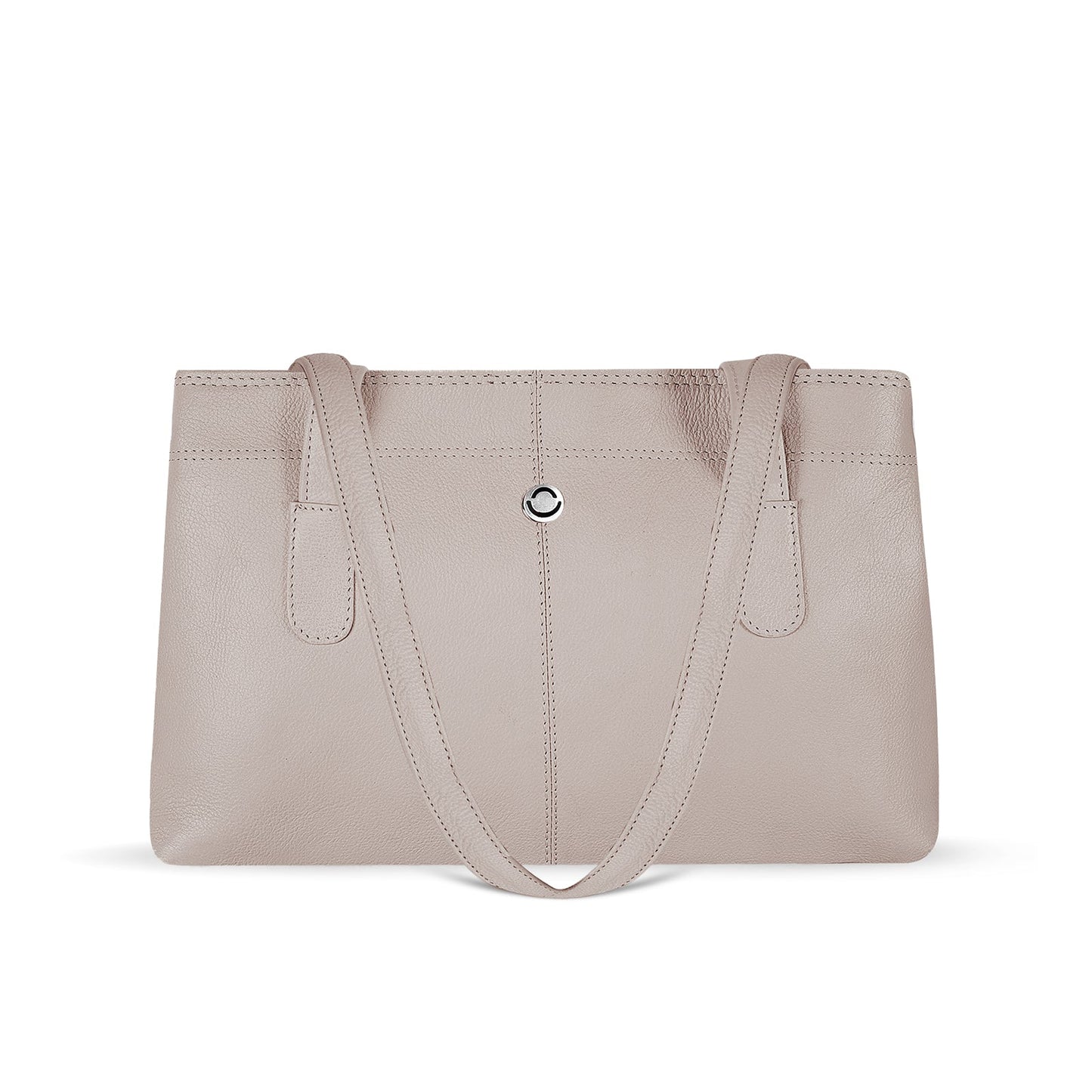 Omax White Genuine Leather Double Compartment Shoulder Handbag for Women LTHRL6