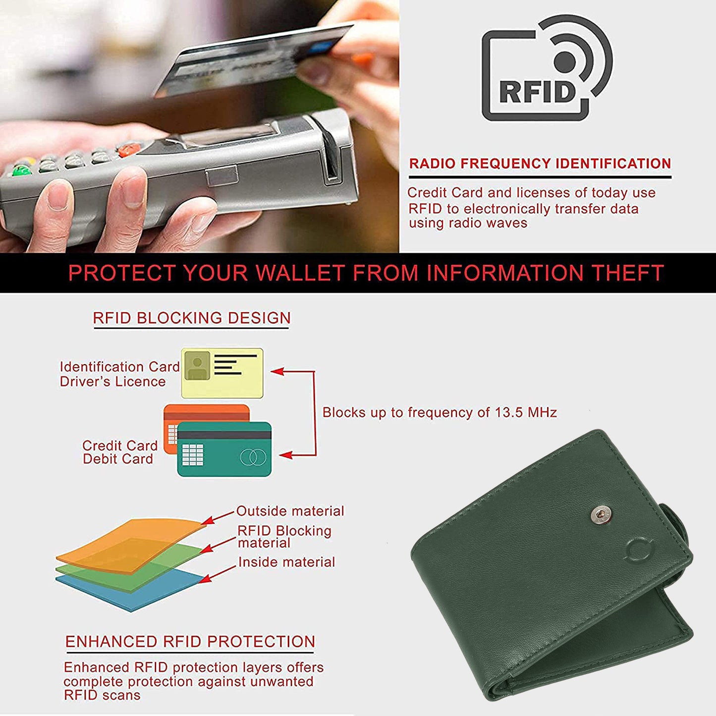 OMAX Olive Loop Closure Soft Genuine Leather Men's Wallet BW256