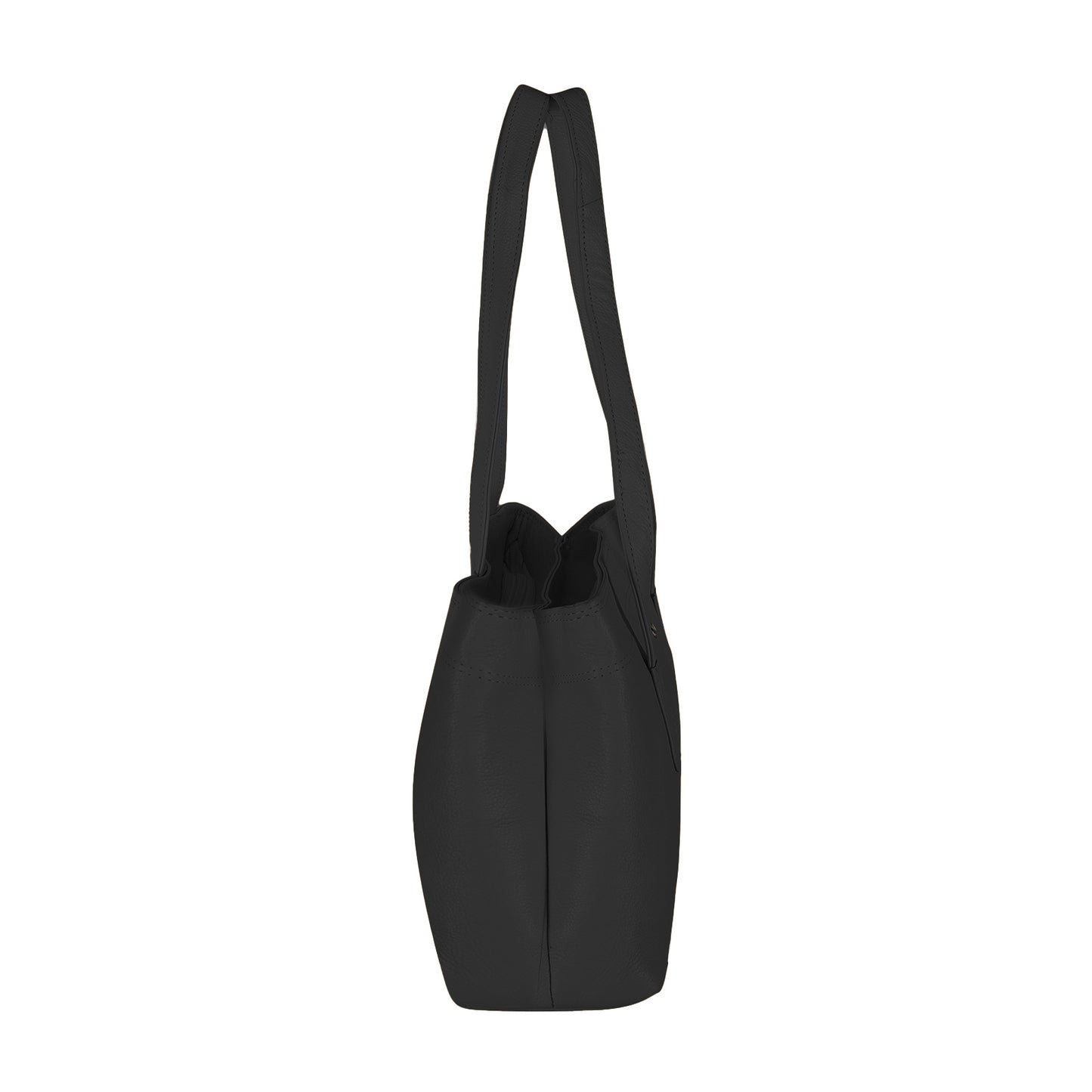 Omax Black Genuine Leather Double Compartment Shoulder Handbag for Women LTHRL6
