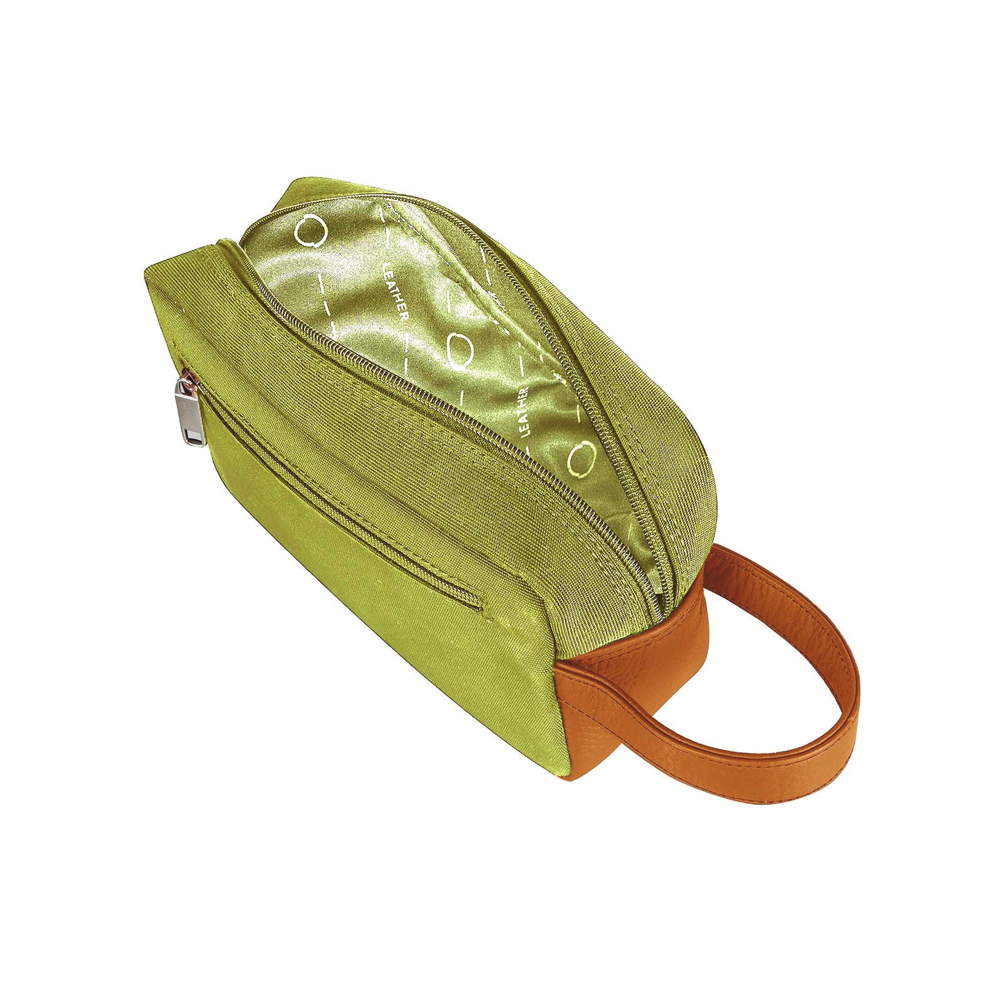 OMAX Sophisticated Olive Leather and Canvas Toiletry Bag