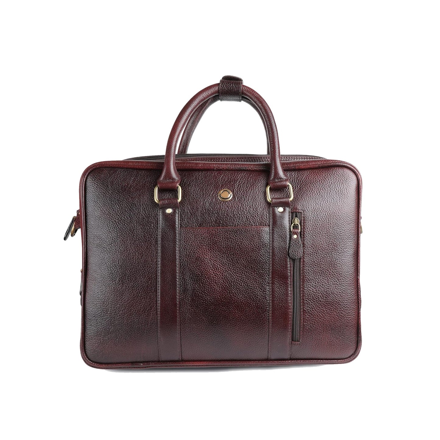Omax Brown Color Genuine Leather Double Compartment Messenger Laptop Bag LTHR03