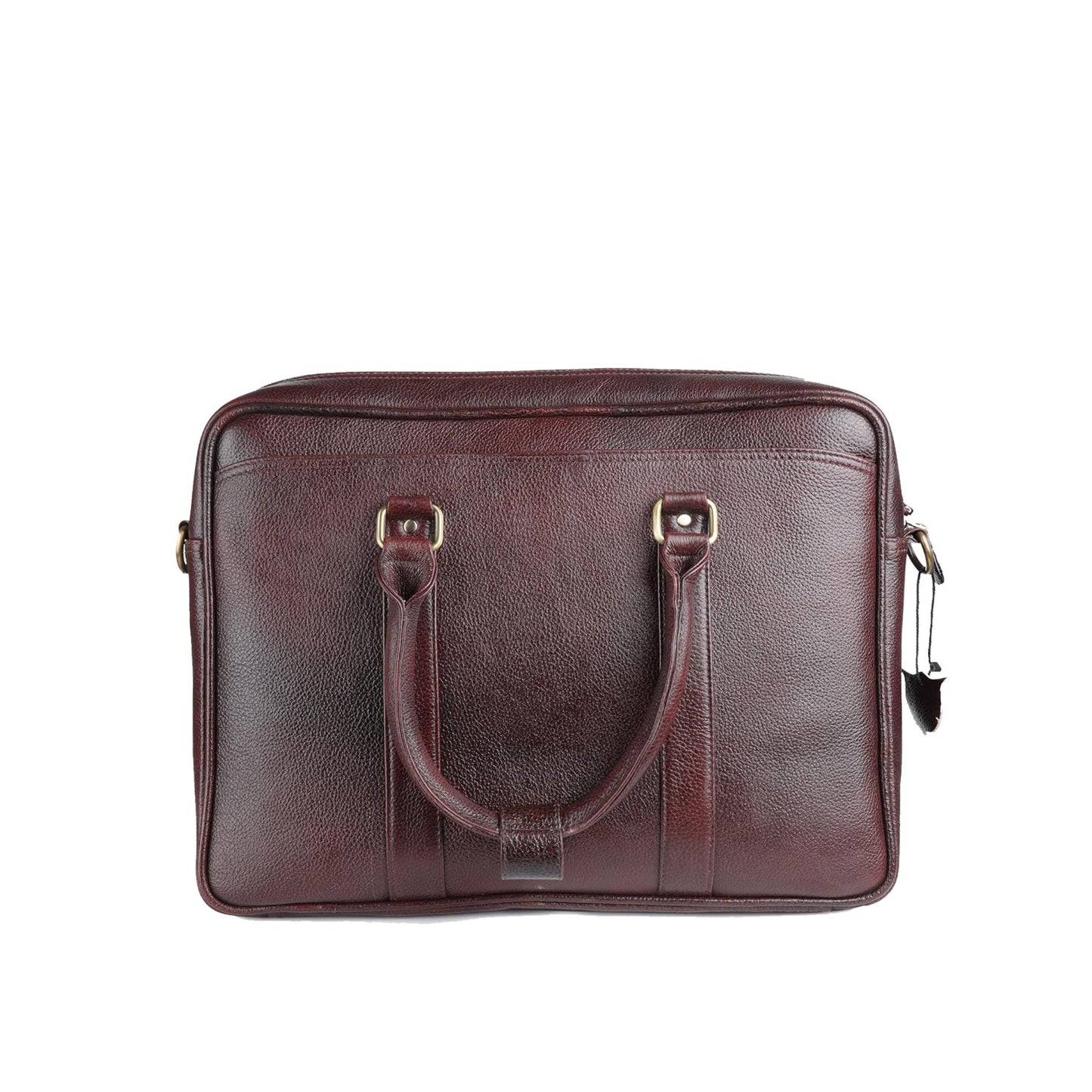 Omax Brown Color Genuine Leather Double Compartment Messenger Laptop Bag LTHR03