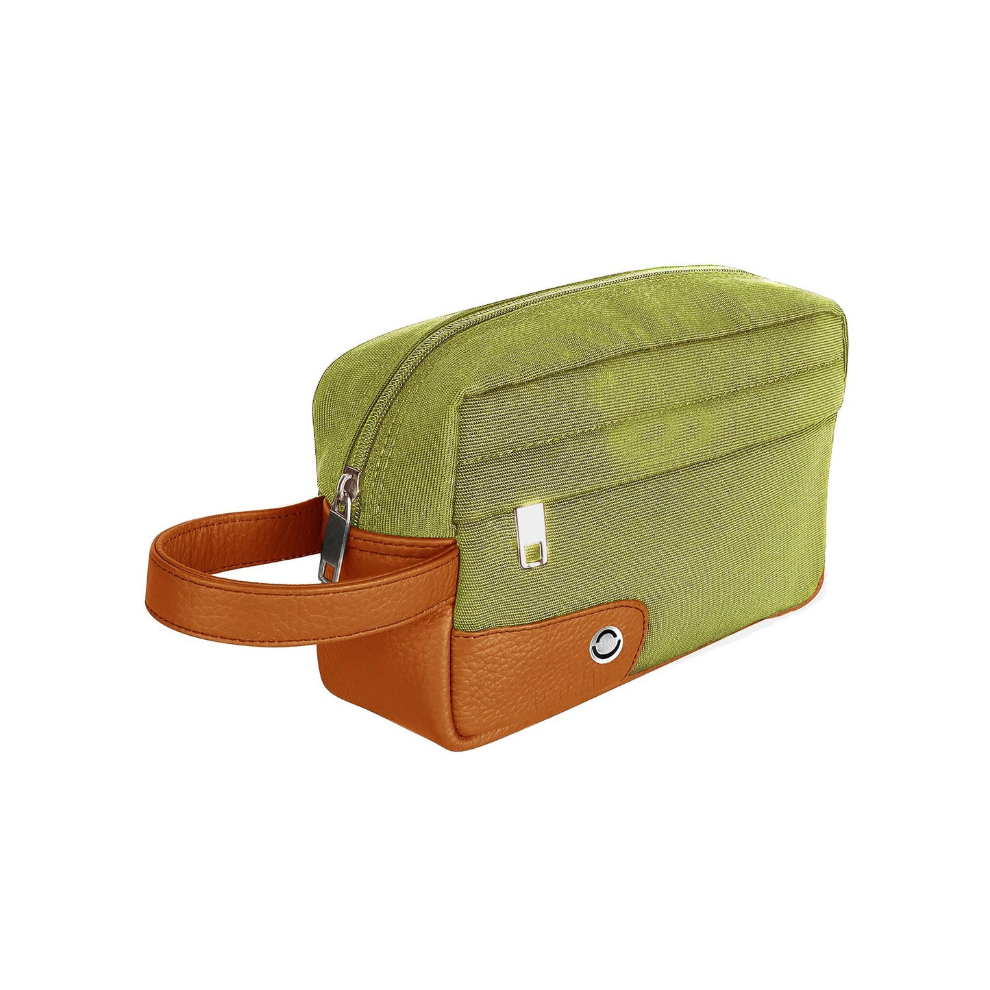 OMAX Sophisticated Olive Leather and Canvas Toiletry Bag