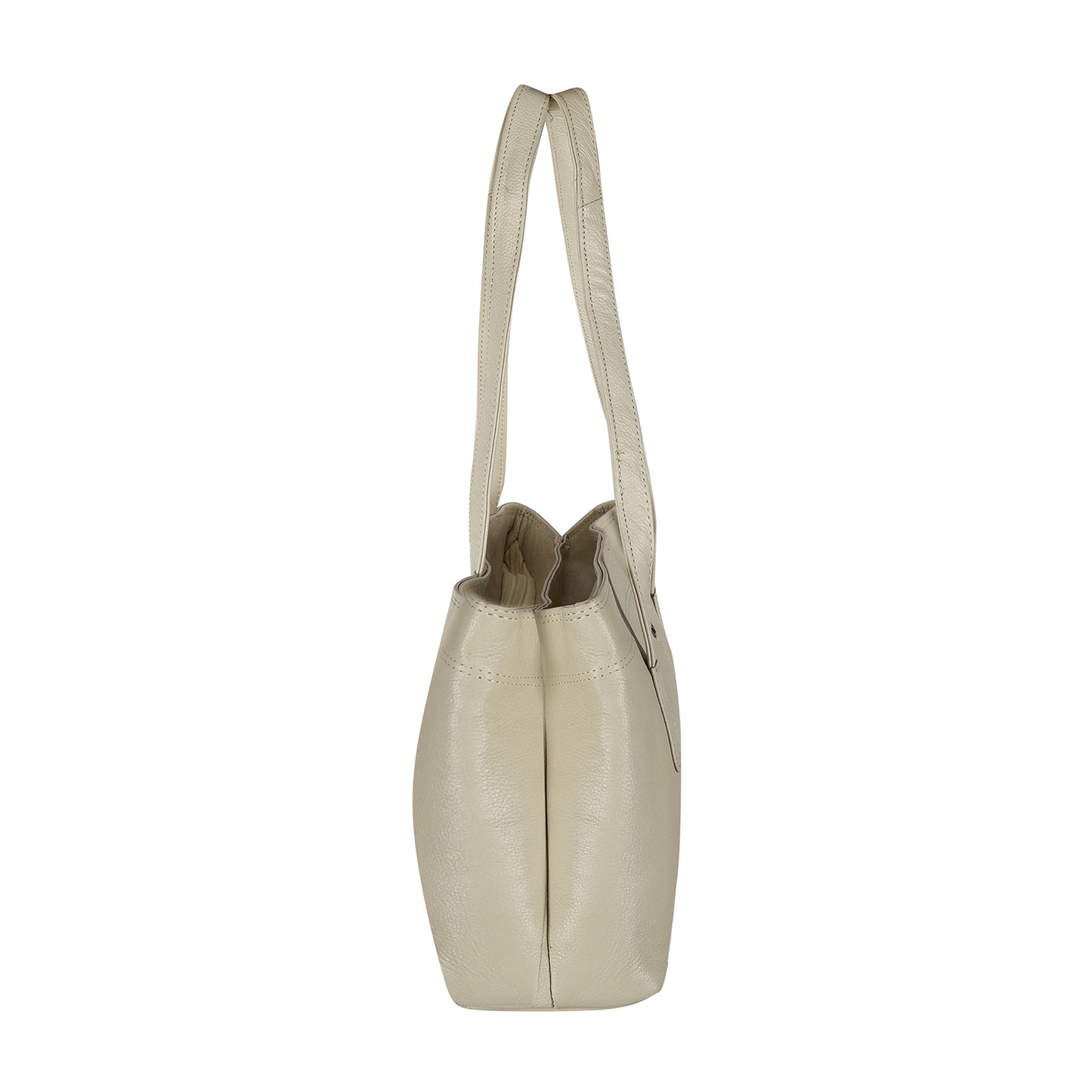 Omax White Genuine Leather Double Compartment Shoulder Handbag for Women LTHRL6