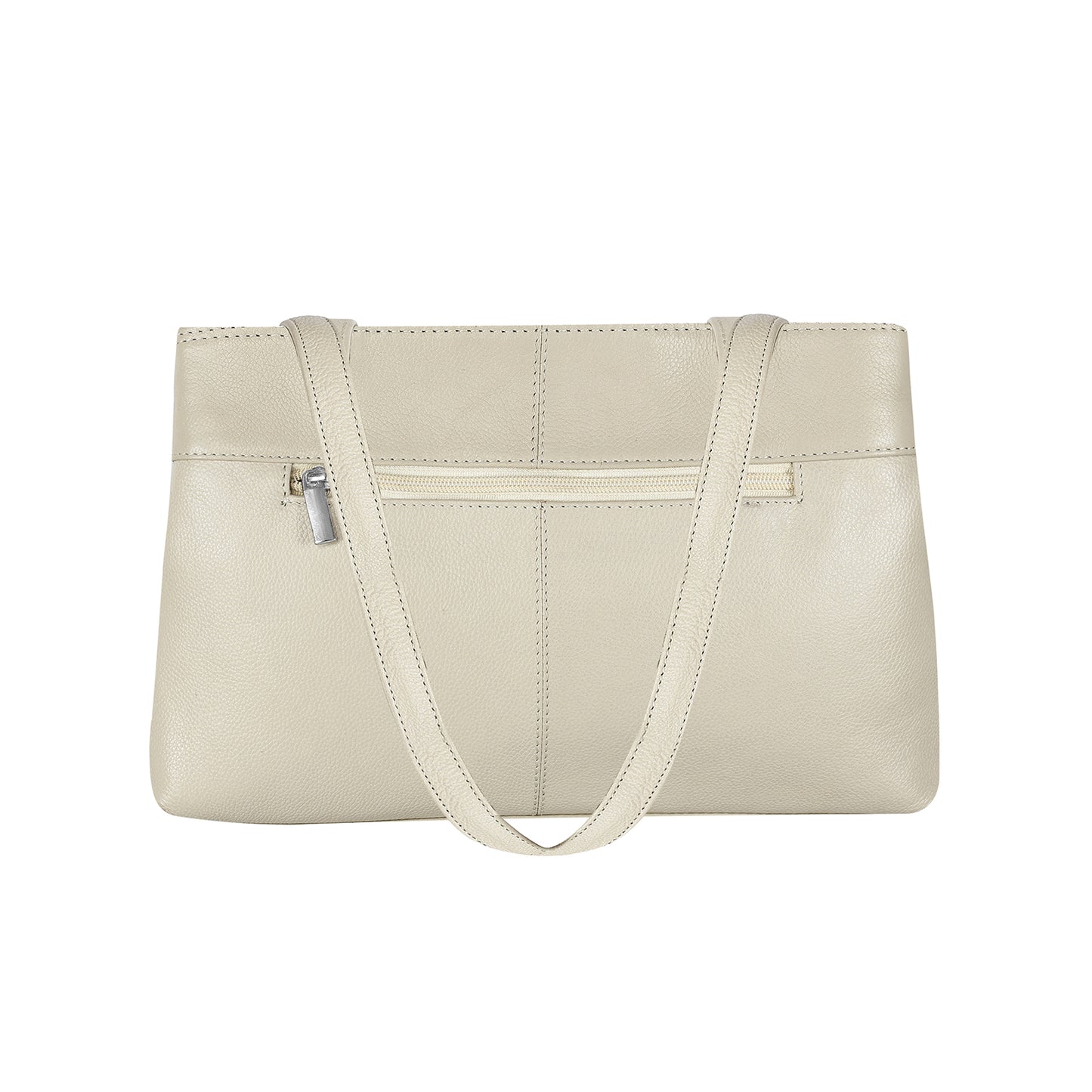 Omax White Genuine Leather Double Compartment Shoulder Handbag for Women LTHRL6