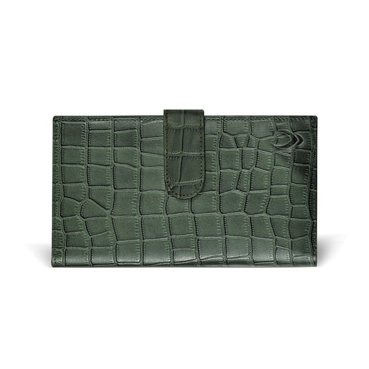 Boshek Green Croco Leather Womens Clutch - FWL101
