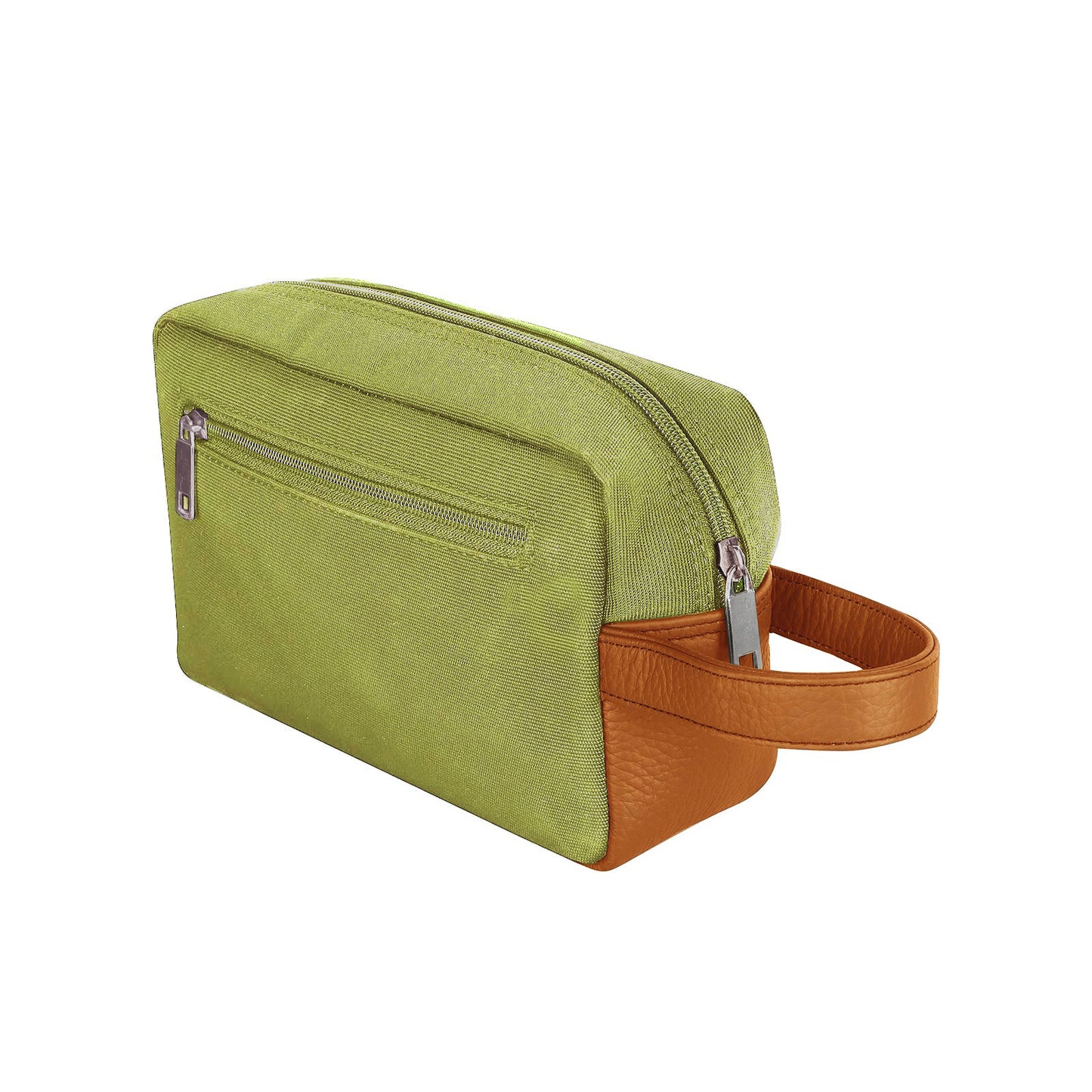 OMAX Sophisticated Olive Leather and Canvas Toiletry Bag