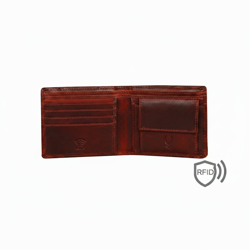 Boshek FW246 Burgundy Crunch Genuine Leather Wallet for Men | ₹638