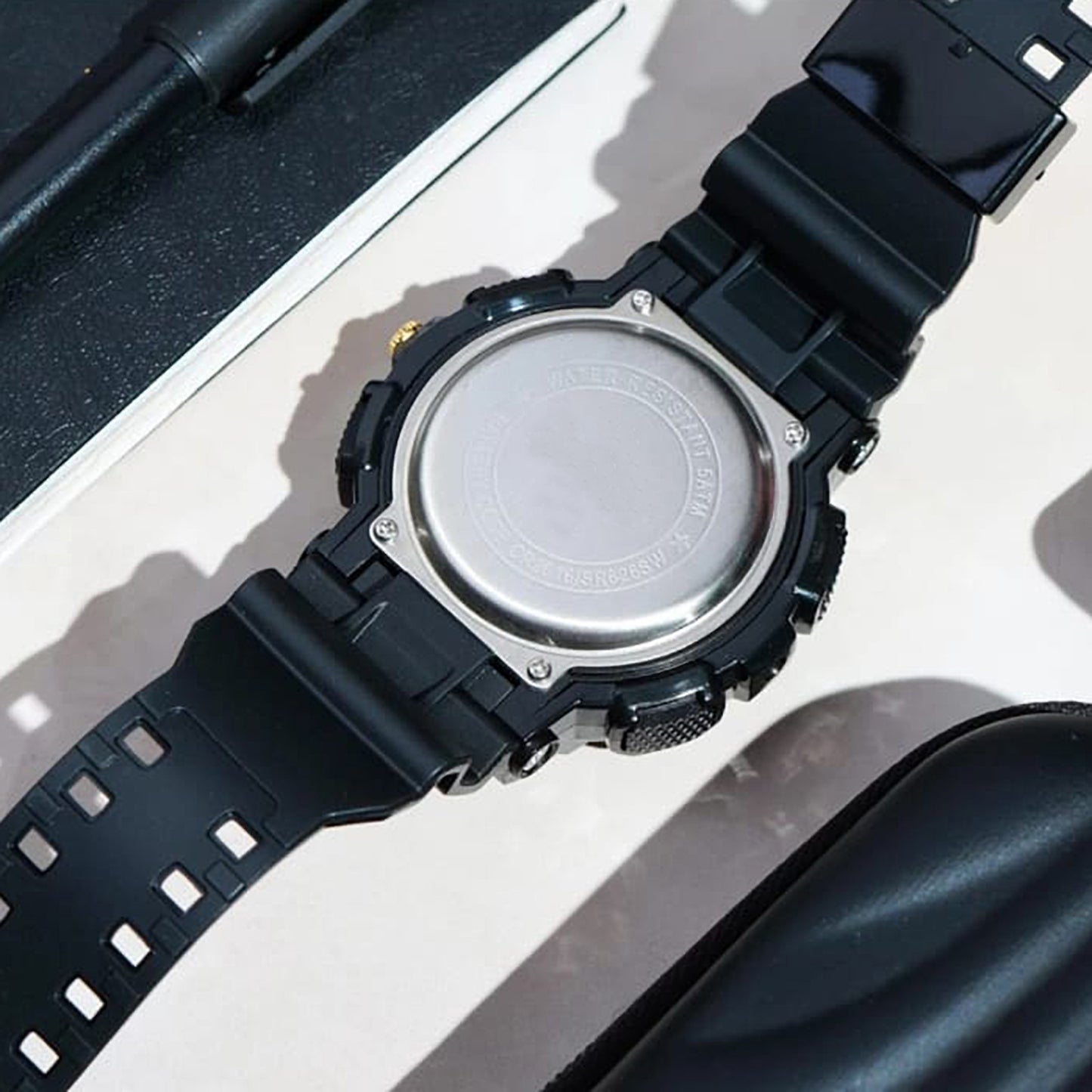 OMAX Analogue and Digital display Black Gold Resin Fiber Case Strap Watch for Men and Women-DS91920P