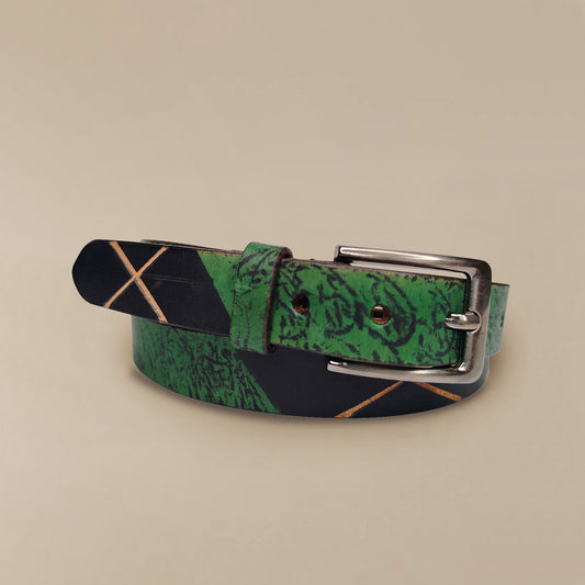 OMAX Green Printed Genuine Leather Ladies Designer Belt  LTWBTL01
