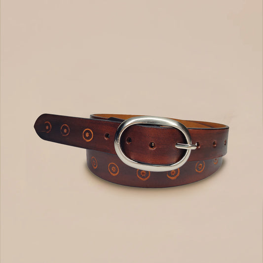 OMAX Tan Designer Genuine Leather Ladies Designer Belt LTWBTL07