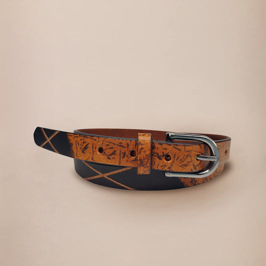 OMAX Green Printed Genuine Leather Ladies Designer Belt