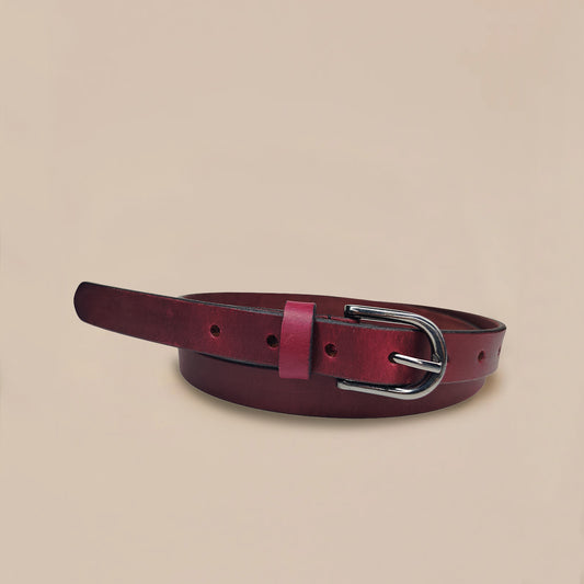 OMAX Maroon Plain Genuine Leather Ladies Designer Belt LTWBTL04