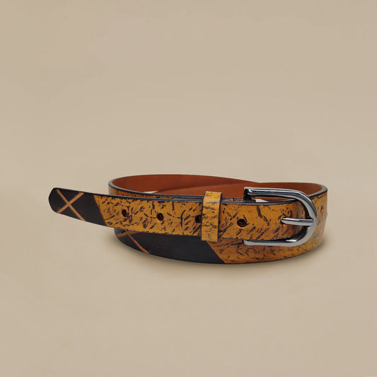 OMAX Tan Printed Genuine Leather Ladies Designer Belt LTWBTL02