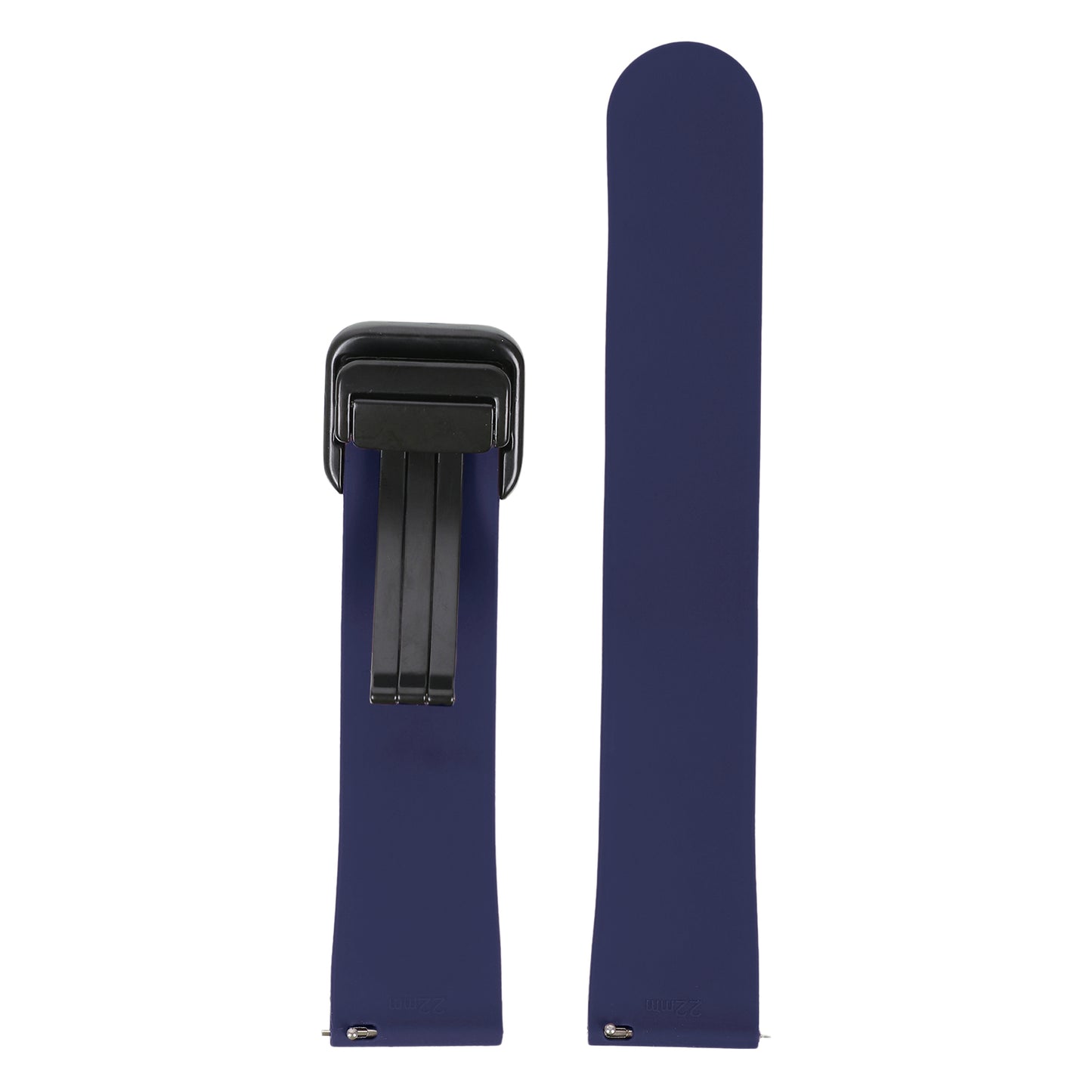 Omax 22 MM Blue Magnetic Folding Clasp Silicone Strap Smart Watch Replacement Band Universal Strap Compatible with All Brands Watch FSS10-BL-22-BK