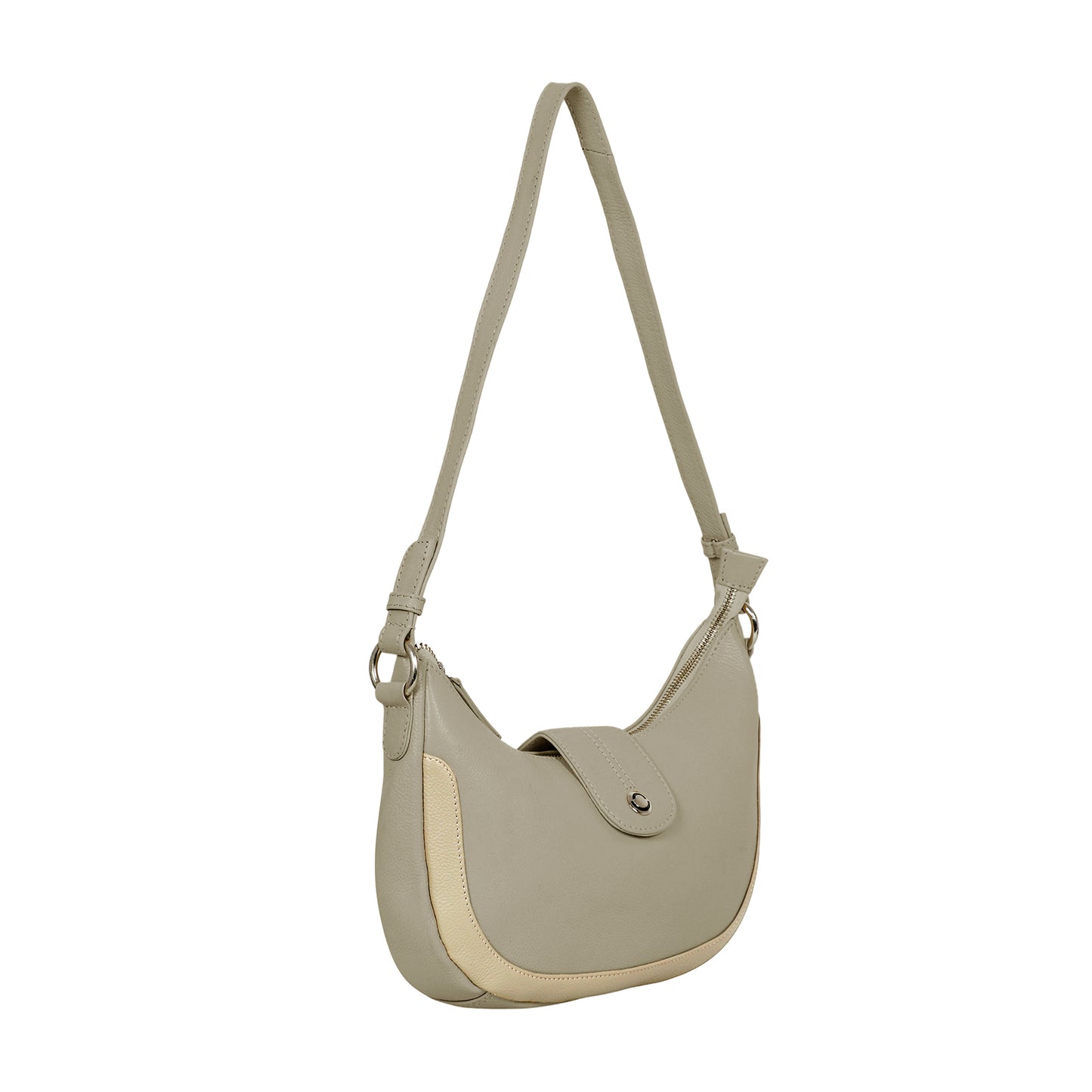 Omax Beige Boat Conrast Design Genuine Leather Sling Bag LTHRL5