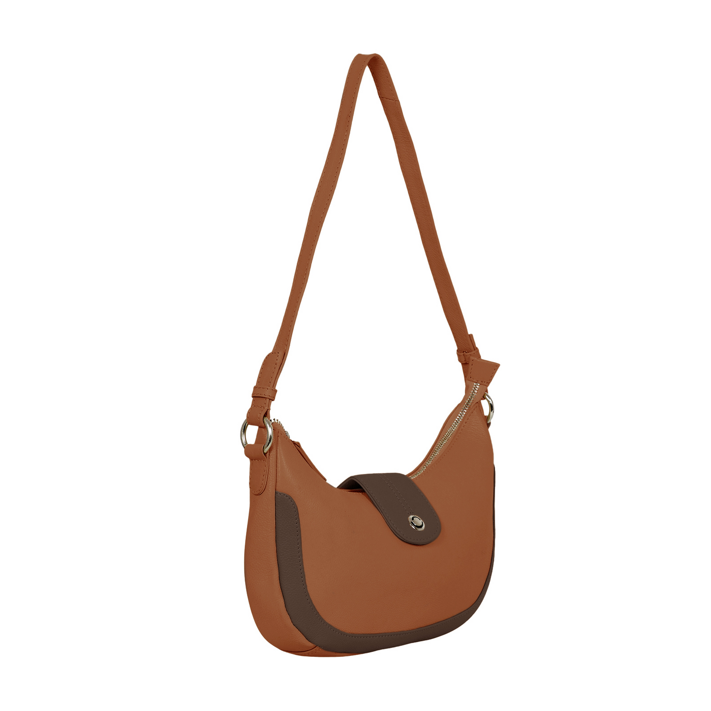Omax Tan Boat Conrast Design Genuine Leather Sling Bag LTHRL5