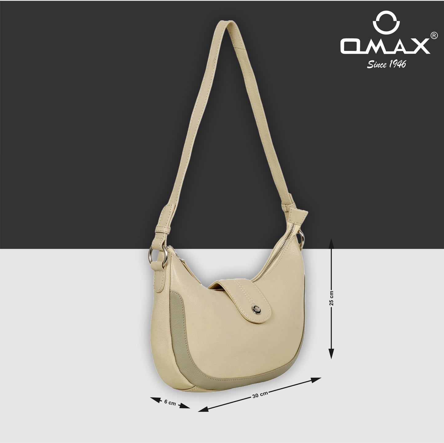 Omax White Boat Conrast Design Genuine Leather Sling Bag LTHRL5