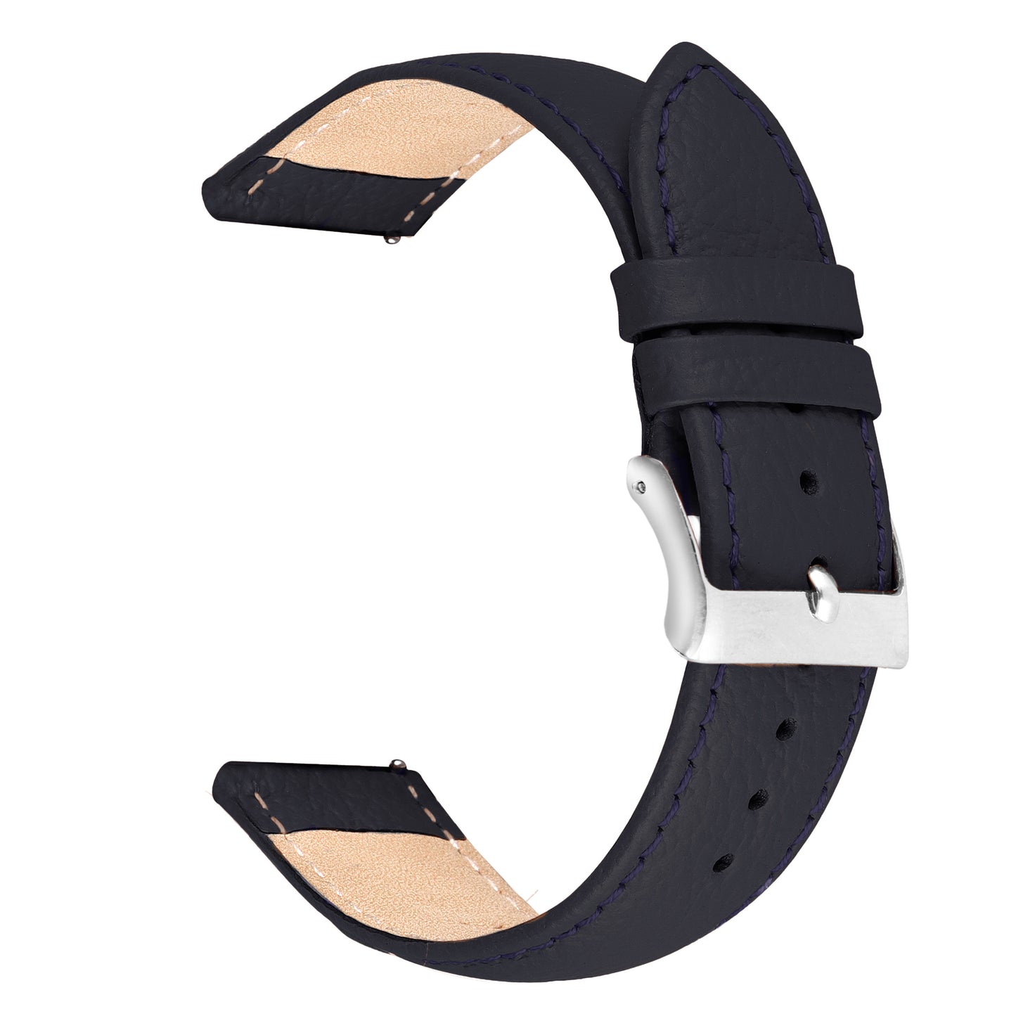 Boshek Blue Genuine Leather, Silver Buckle Watch Strap for Quick Release and Self Changeable FS373-BU-22-S
