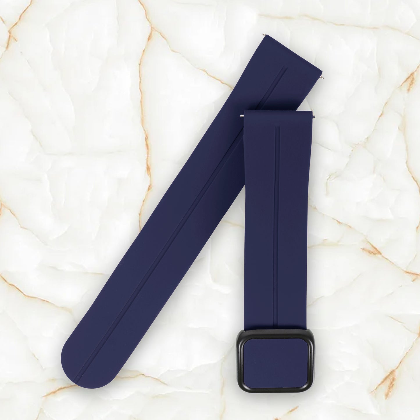 Omax 22 MM Blue Magnetic Folding Clasp Silicone Strap Smart Watch Replacement Band Universal Strap Compatible with All Brands Watch FSS10-BL-22-BK