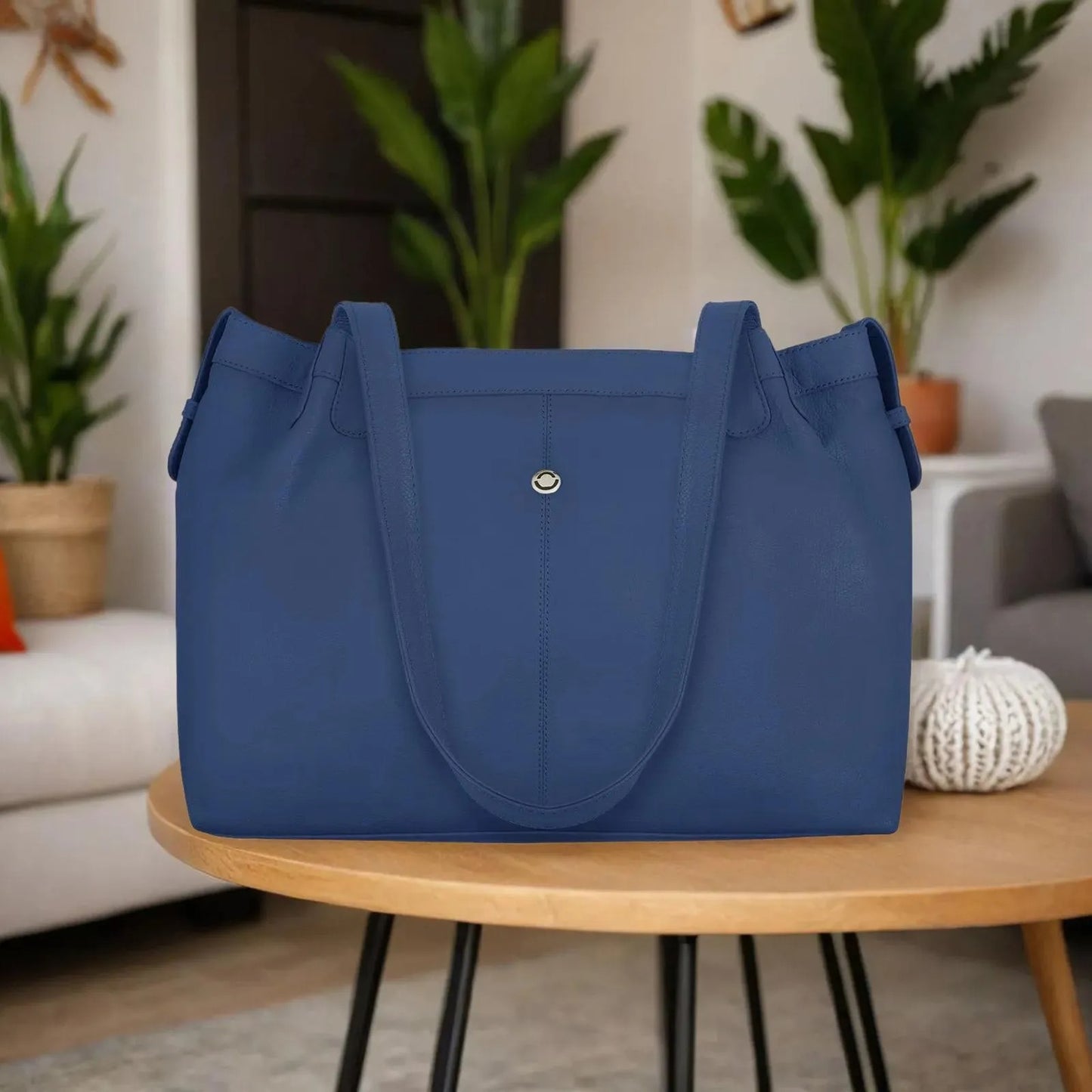 Omax Blue Genuine Leather Shoulder Handbag for Women FL33