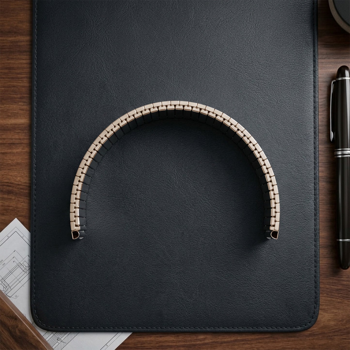 OMAX Stainless Steel Stretchable Elastic Solo Metal Chain Strap Band 49mm / 46mm / 45mm / 44mm Compatible with i Watch Ultra Series 10 9 8 7 6 5 SE 4 Golden Strap-FMS121