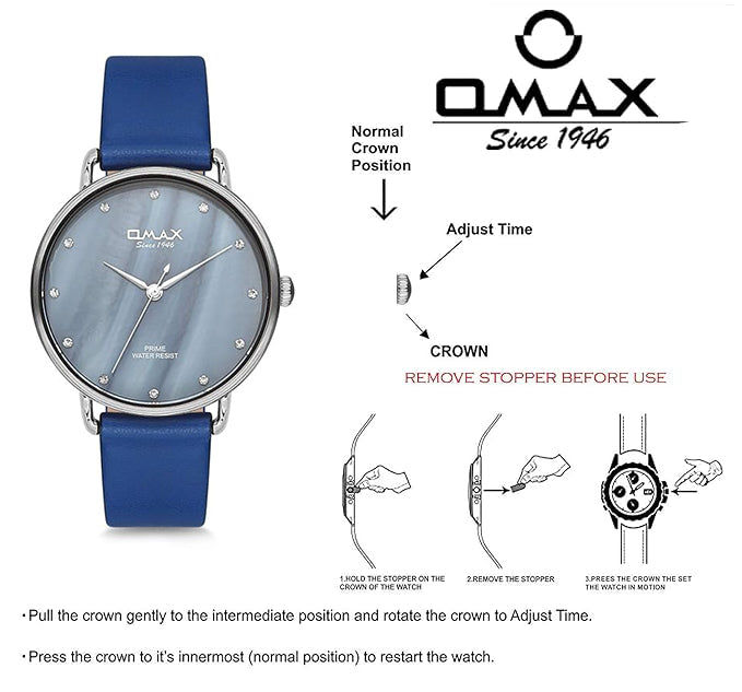Omax Analog Blue Dial Women’s Watch with Gold Index - PM001P44I