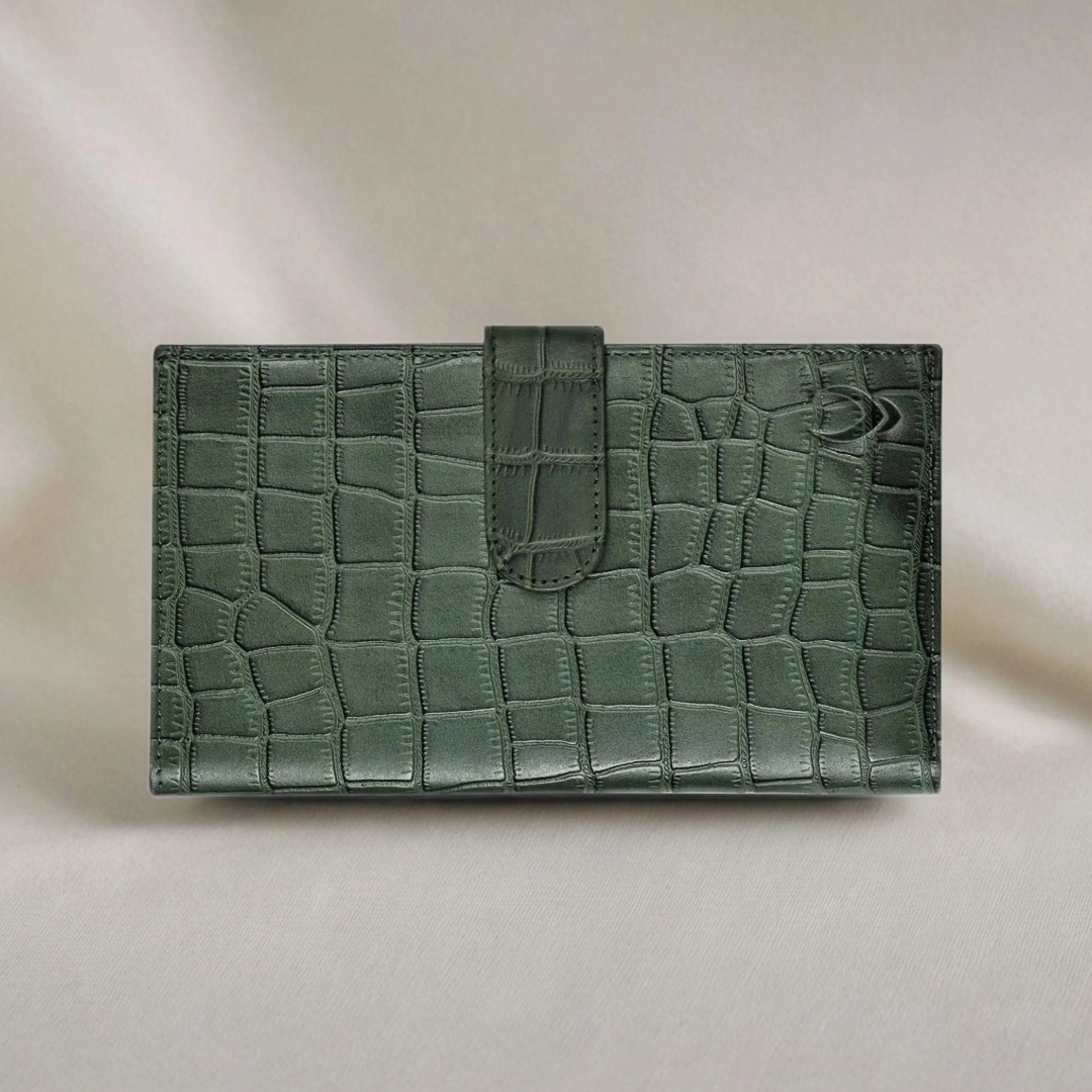 Boshek Maroon Croco Genuine Leather Clutch - FWL101